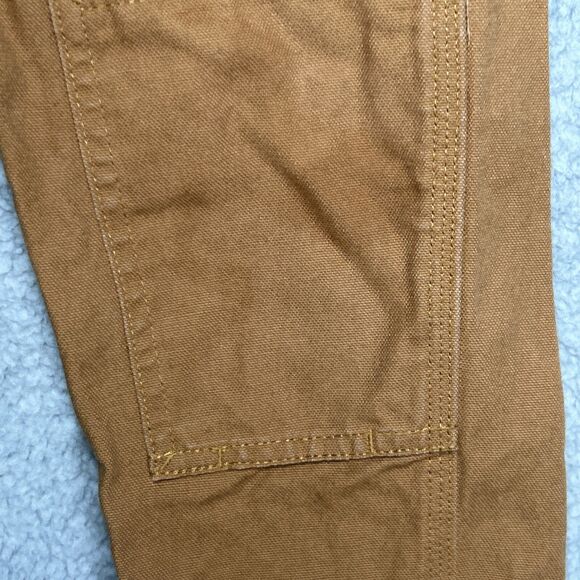 Carhartt Kids Canvas Bib Overalls Sz 3T Brown Double Knee Outdoor Farm **Stain** - Picture 3 of 10